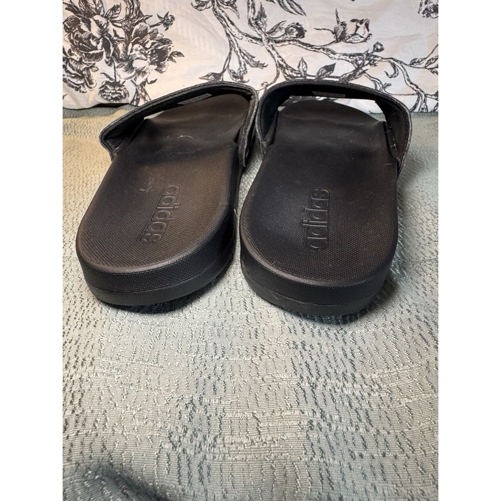 Adidas White And Black Striped Slides Women's 9 - Picture 5 of 7